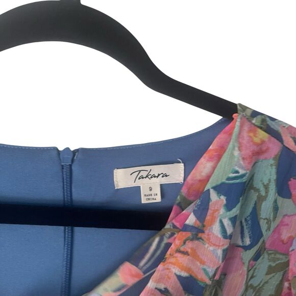 Takara Women's Size 9 Floral‎ Chiffon Babydoll Button Front Sundress Maxi Dress - Picture 4 of 9